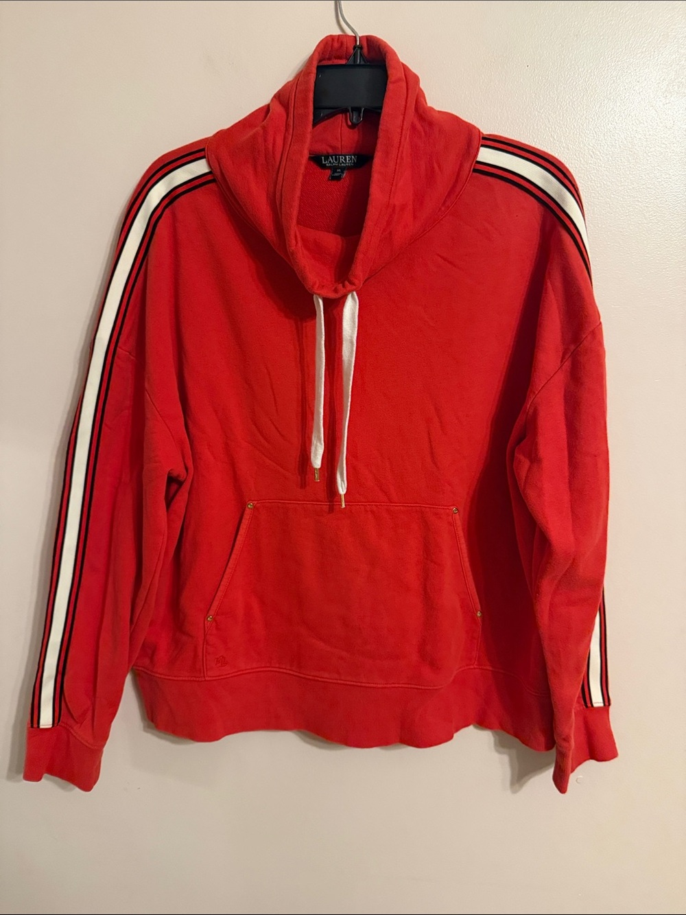 Lauren Ralph Lauren Women's Red Funnel Cowl Neck Pullover Sweatshirt Size XL